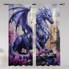 2 Panels Purple Dragon Curtains Fantasy Castle Printed Drapes Polyester Living Room Bedroom Home Decor