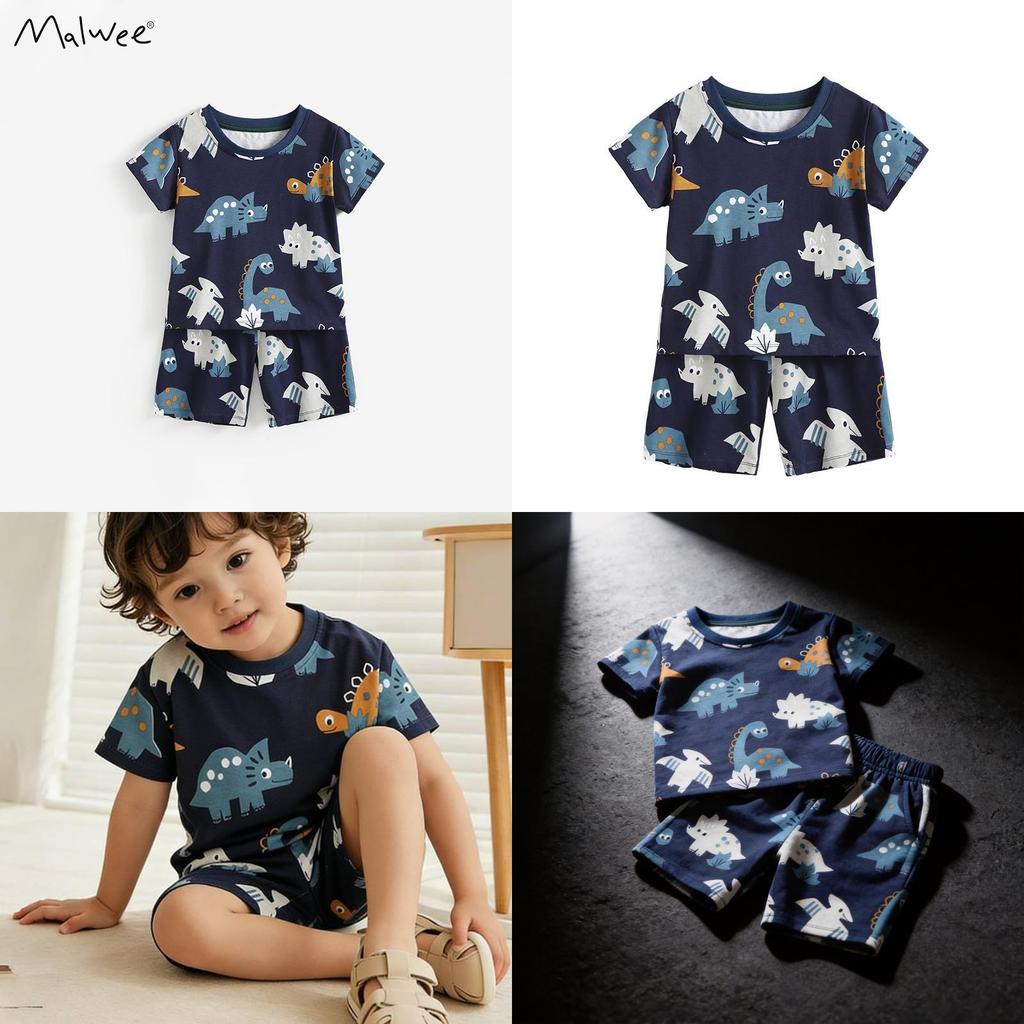 Malwee Boy Summer Casual Cotton T Shirt Shorts Set For Kids 3 -8 Years Old