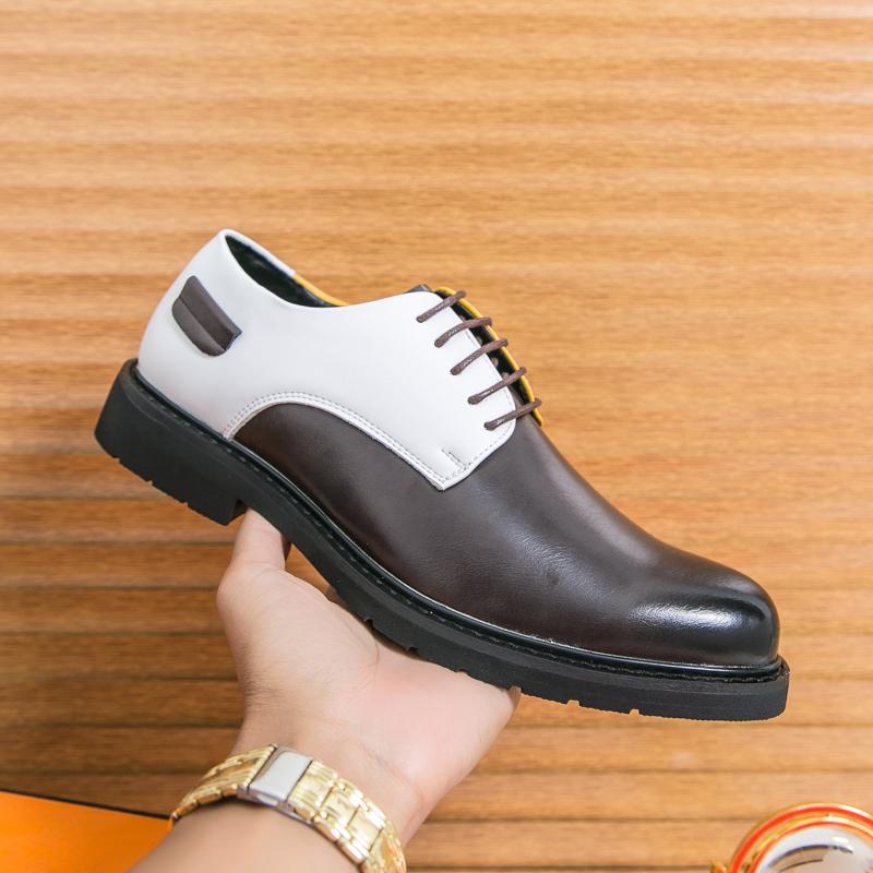 Fashion Color Matching Male Casual Shoes Business Flats Pointed Toe Formal Dress Footwear British Style Mens Oxford Shoes Comfy Sneakers