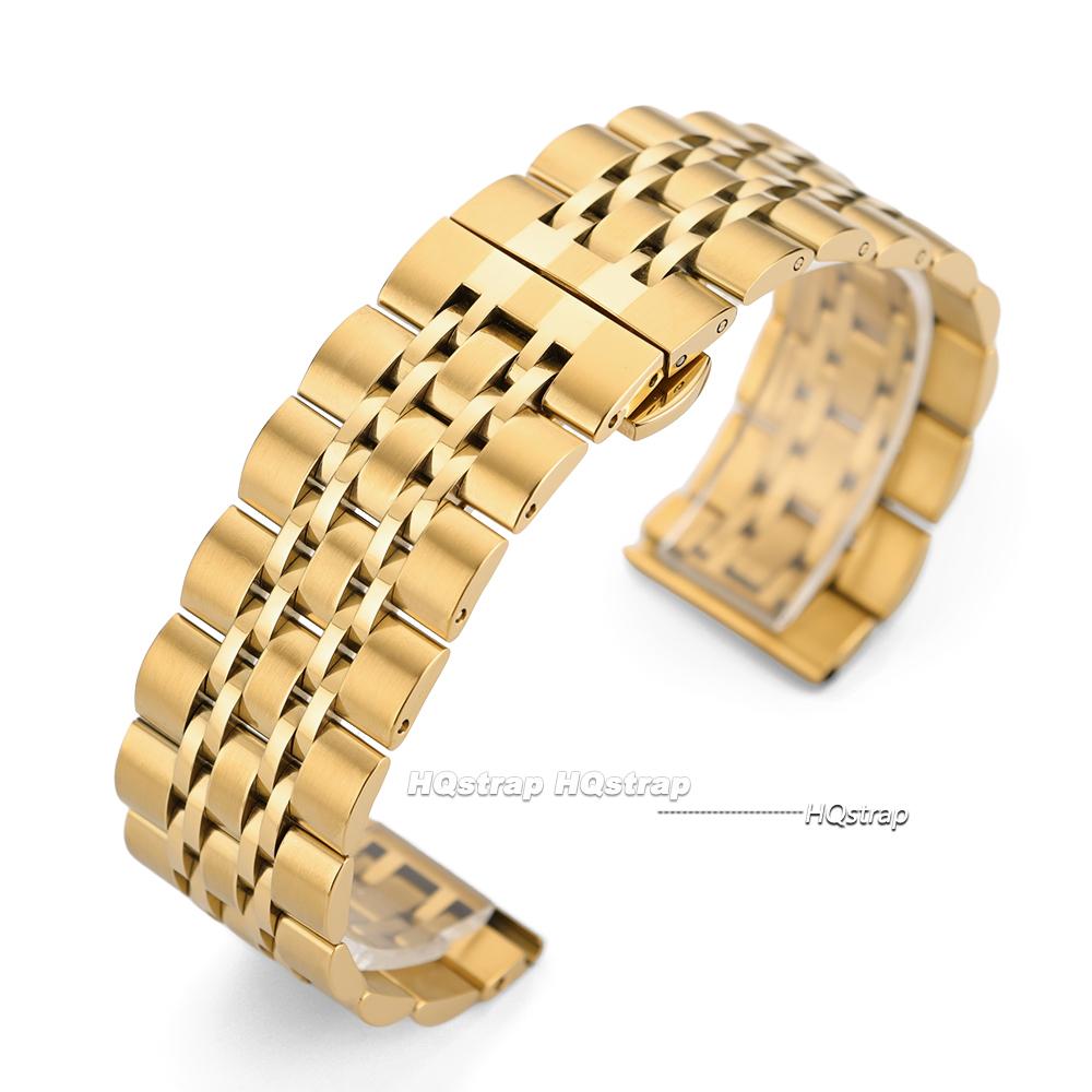 Stainless Steel Seven Bead Watch Strap 20mm 22mm Solid Butterfly Buckle Universal Watchband Accessories Quick Release Bracelet