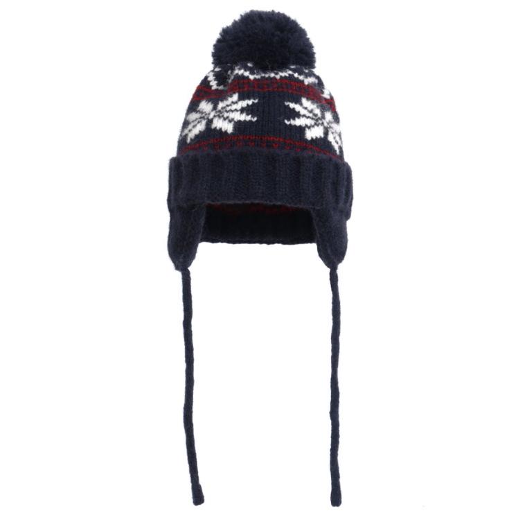 2025 Women's Retro Snowflake Wool Knitted Hat with Fleece-Lined Ear Protection