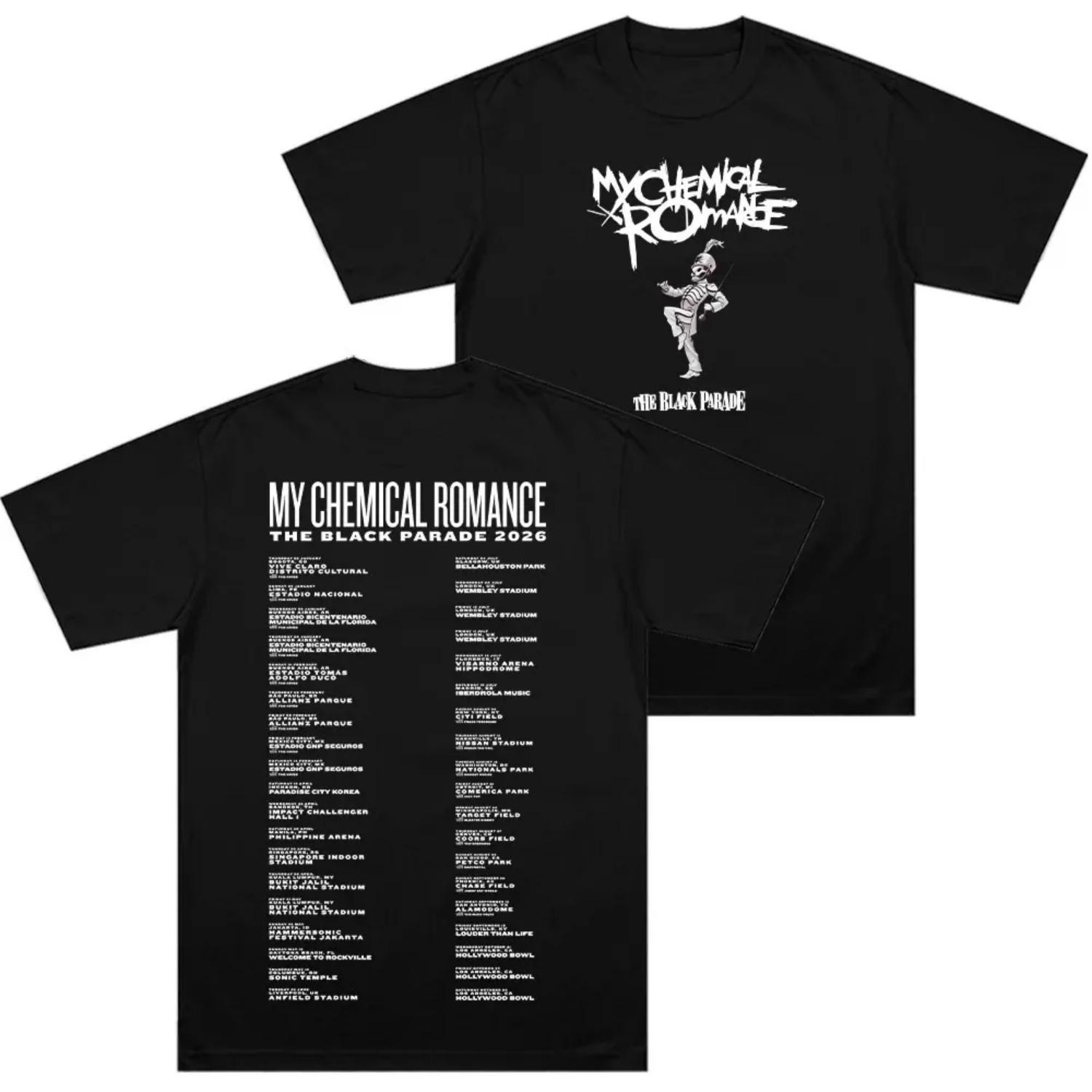

2026 The Black Parade Tour T-Shirt Rock Band My Chemical Romance Cotton Comfortable Apparel Unisex Fashion Print Casual T-Shirt S чёрный