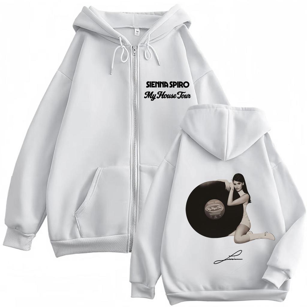 Sienna Spiro My House Tour  Graphic Zipper Hoodie Men Women Hip-hop Vintage Sweatshirt Long Sleeves Casual Zip Up Jacket Top