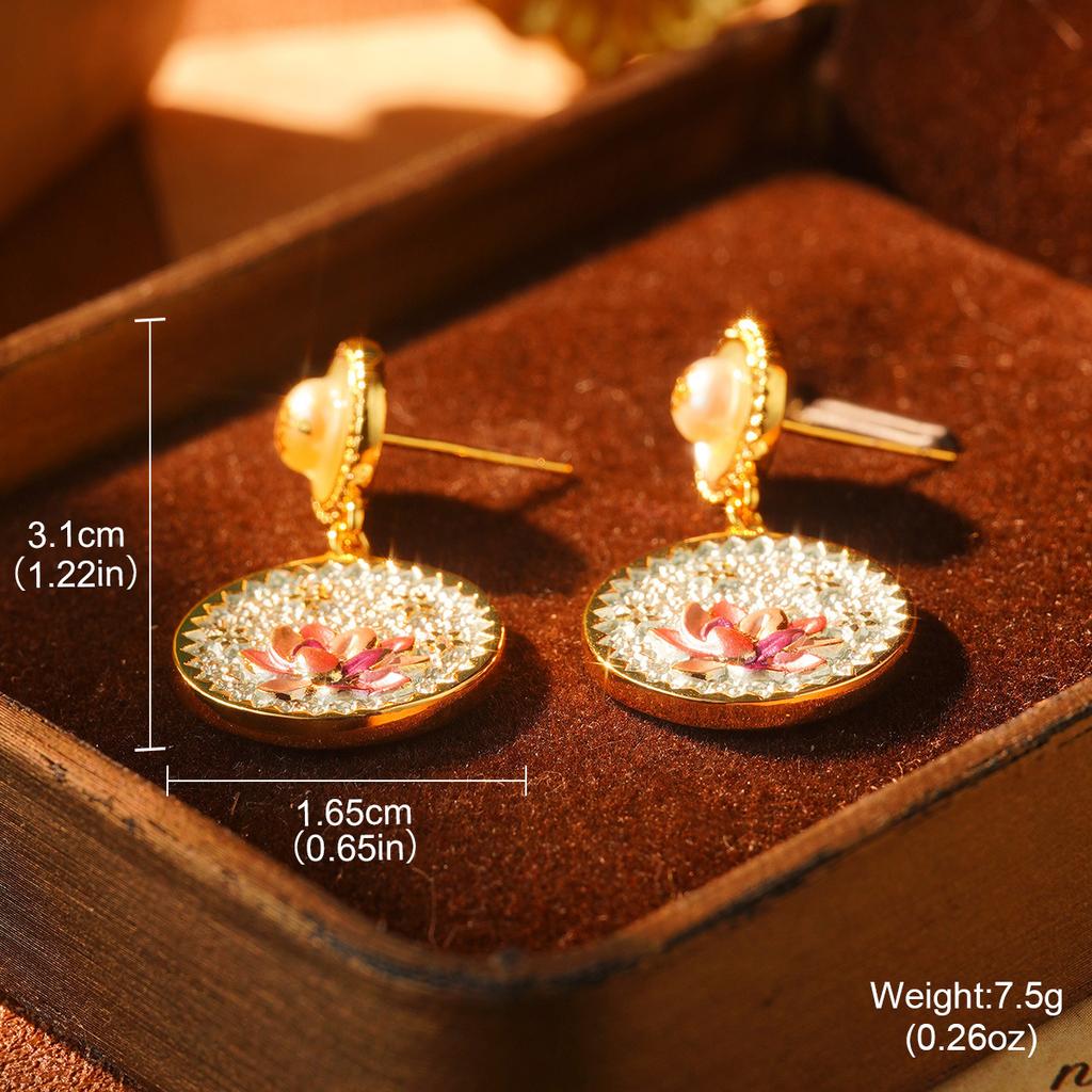 Monet Garden Violet Series Enamel Love Geometric Niche Vintage Premium Earrings Oil Painting Earrings