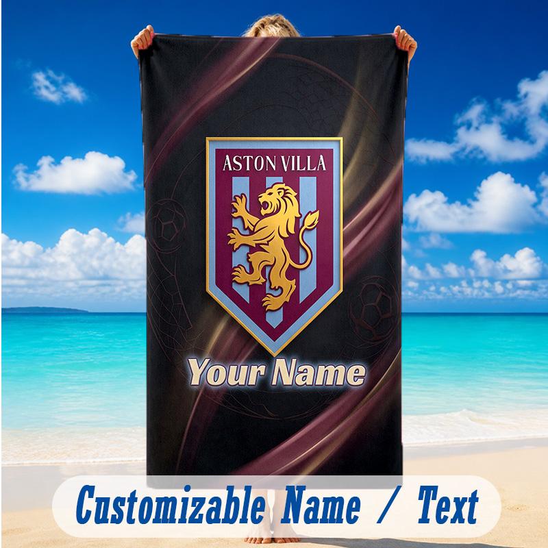 Beach Towel Custom Name Text, Quick Dry Large Towel For Beach HomeAston Villa