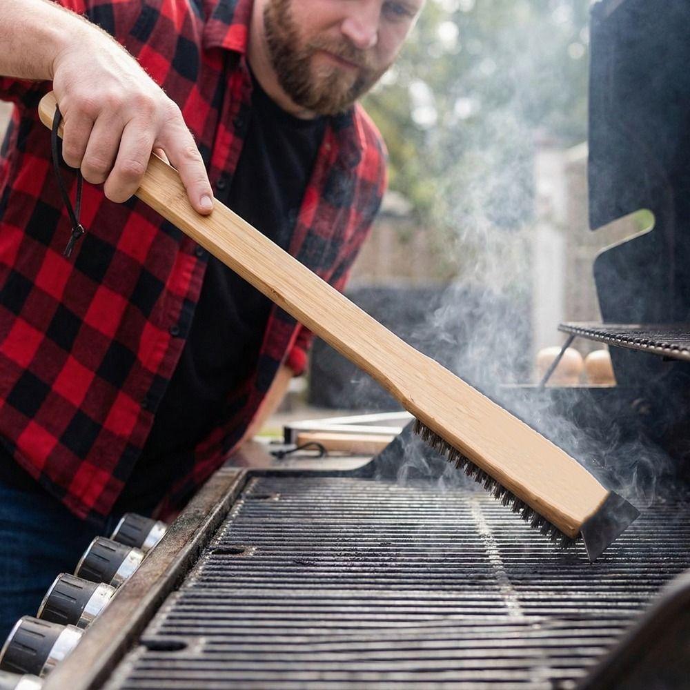 Copper Bristle Pizza Oven Brush Extended Handle Oven Cleaner Brush  Kitchen Use