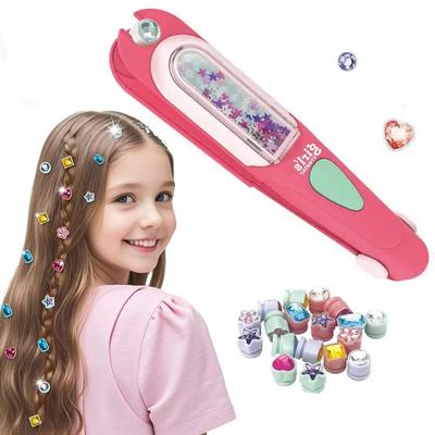 Hair Gem Stamper Kit Blingling Hair Jewels for Girls Toys Hair Styling Tool with Reusable Shining Diamonds Pretend Play Toy Gift