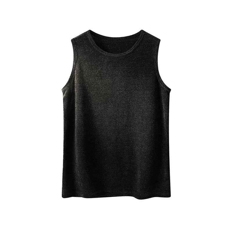 Top Retro Style Mixed Color Textured Sleeveless Vest