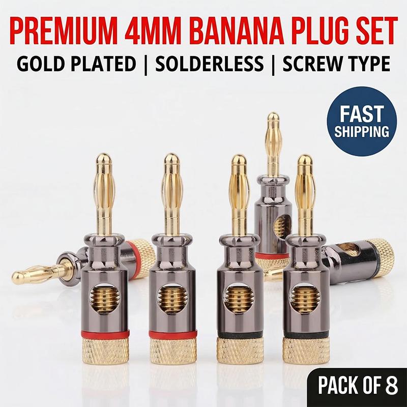 8PCS 4mm Banana Plug Spiral Type Adapter Electronic Connector Screw Stereo Speaker Audio Copper Terminal