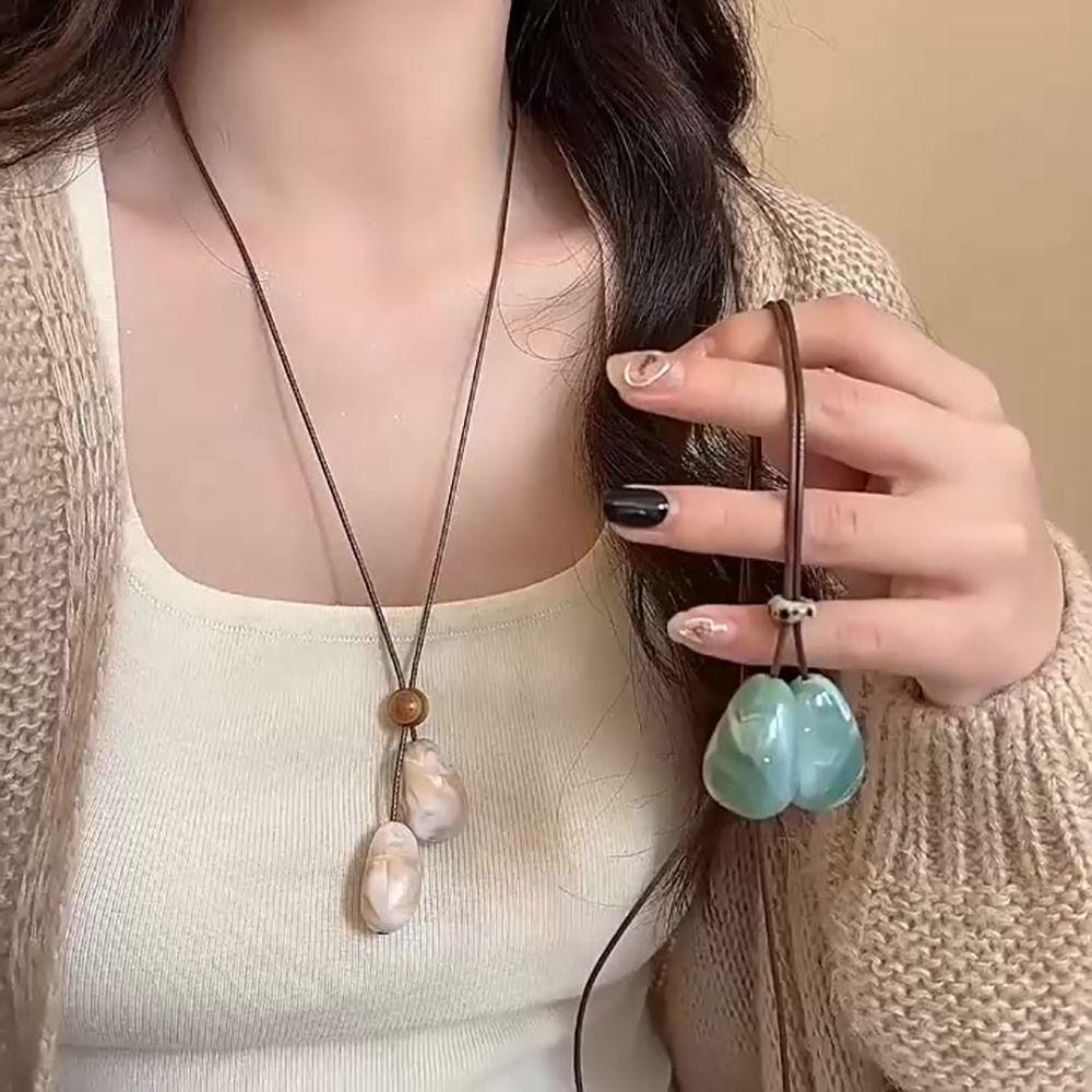 Adjustable Bohemia Pendant Necklace Braided Rope Clavicle Chain Elegant Sweater Chain  Daily Wear