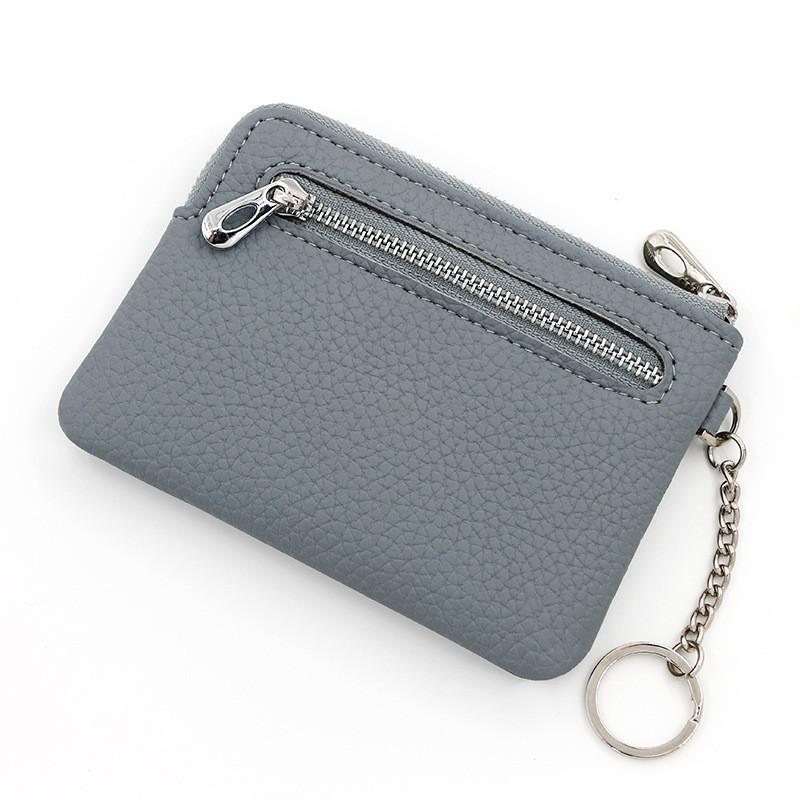 Minimalist Pu Leather Card Holder With Zipper Pouch For Daily Use