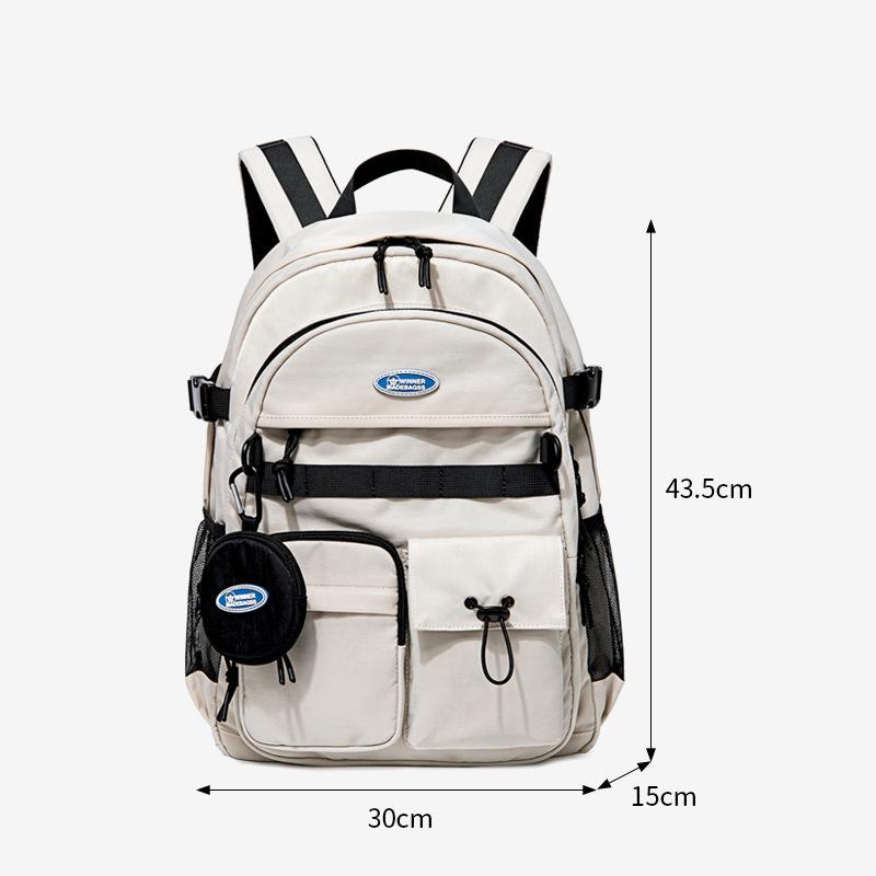 Original White Computer Double - Shoulder Backpack for College Girls, High School and Junior High School Students