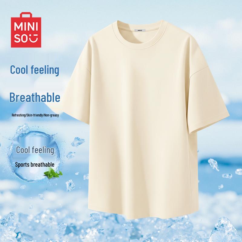 MINISO Men's Ice Silk Quick-Dry Breathable Short-Sleeve T-Shirt