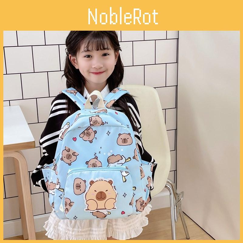 Cartoon Printed Capybara Backpack Children Schoolbag Leisure Fashion Bag Travel