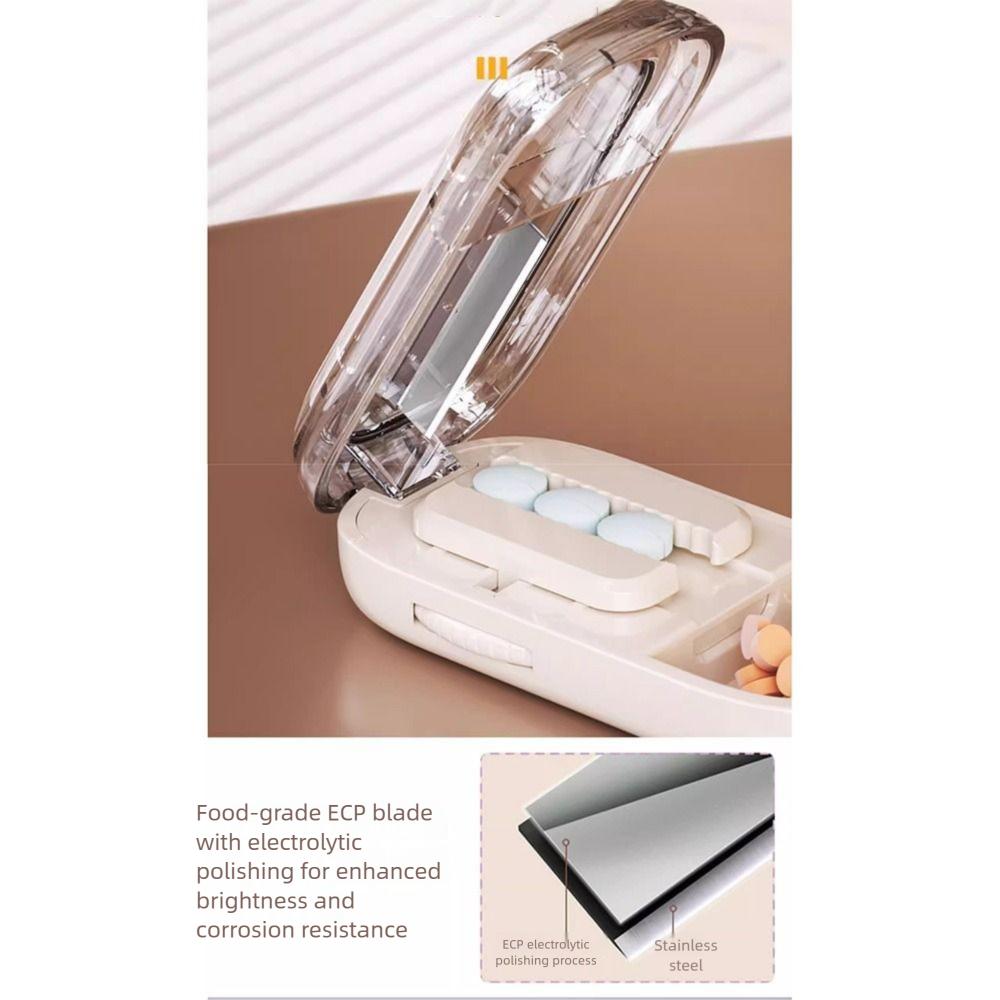 Dustproof 2 in 1 Pill Storage Box Precise Cutting Medicine Divider Case  Small Medicine