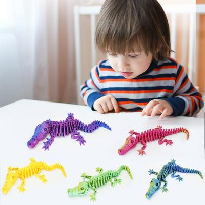 3D Printed Skeleton Crocodile Figurine Movable Joints Bone Crocodile Figure Articulated Animal Model Toy Home Office Desktop Decoration Ornament