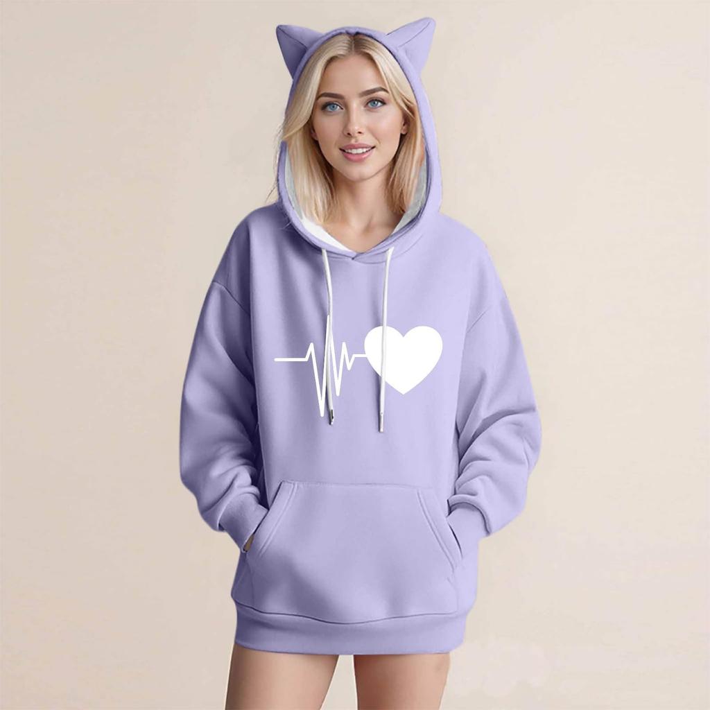 Women's Fashion Casual Long Sleeve  Hooded Sweatshirt Tops