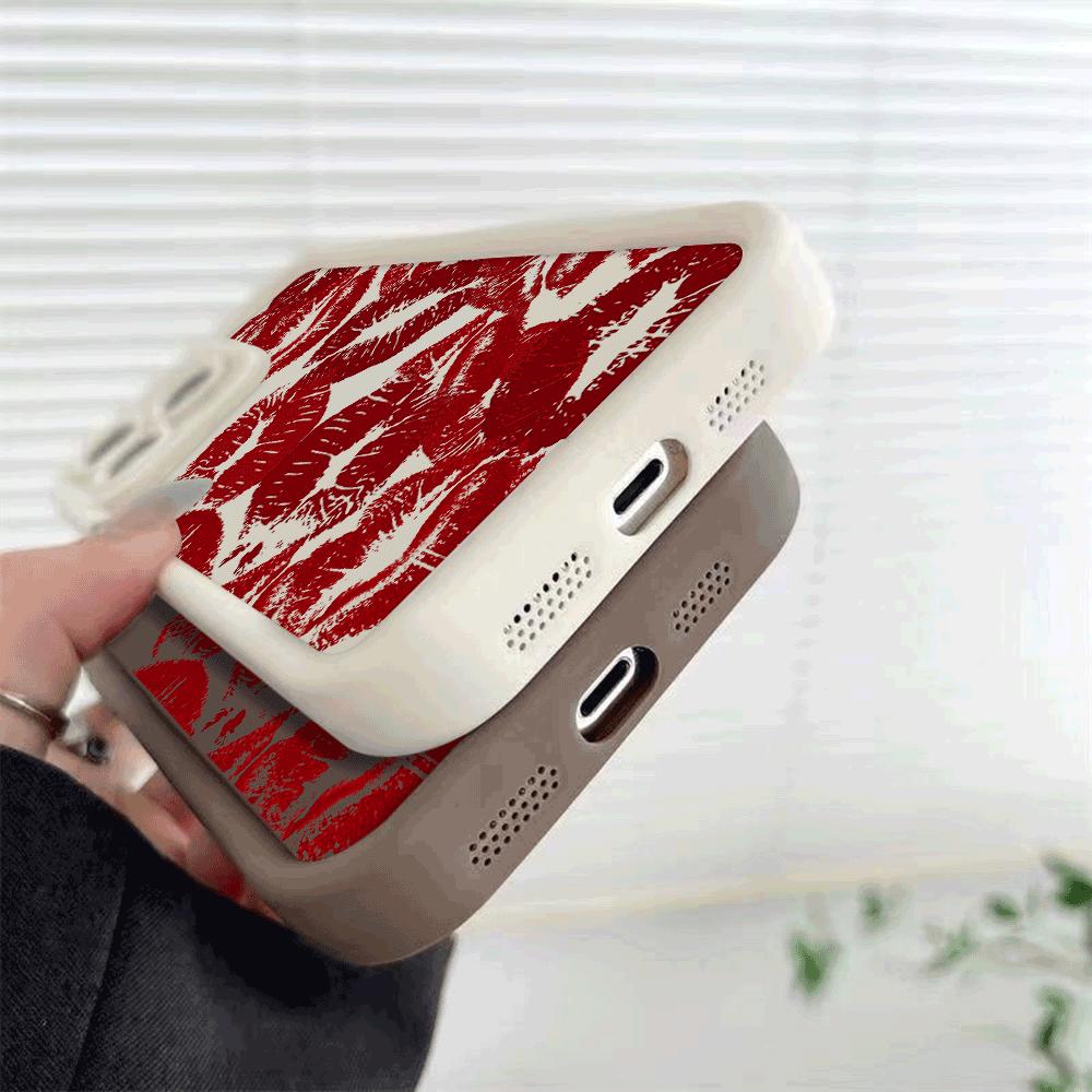 Roter Lippenstift Kussmund Muster Stoßfeste Handyhülle für Xiaomi Redmi Note 14 13 12 11 10 9 8 7 Pro Anti-Rutsch Weiche TPU Hülle
