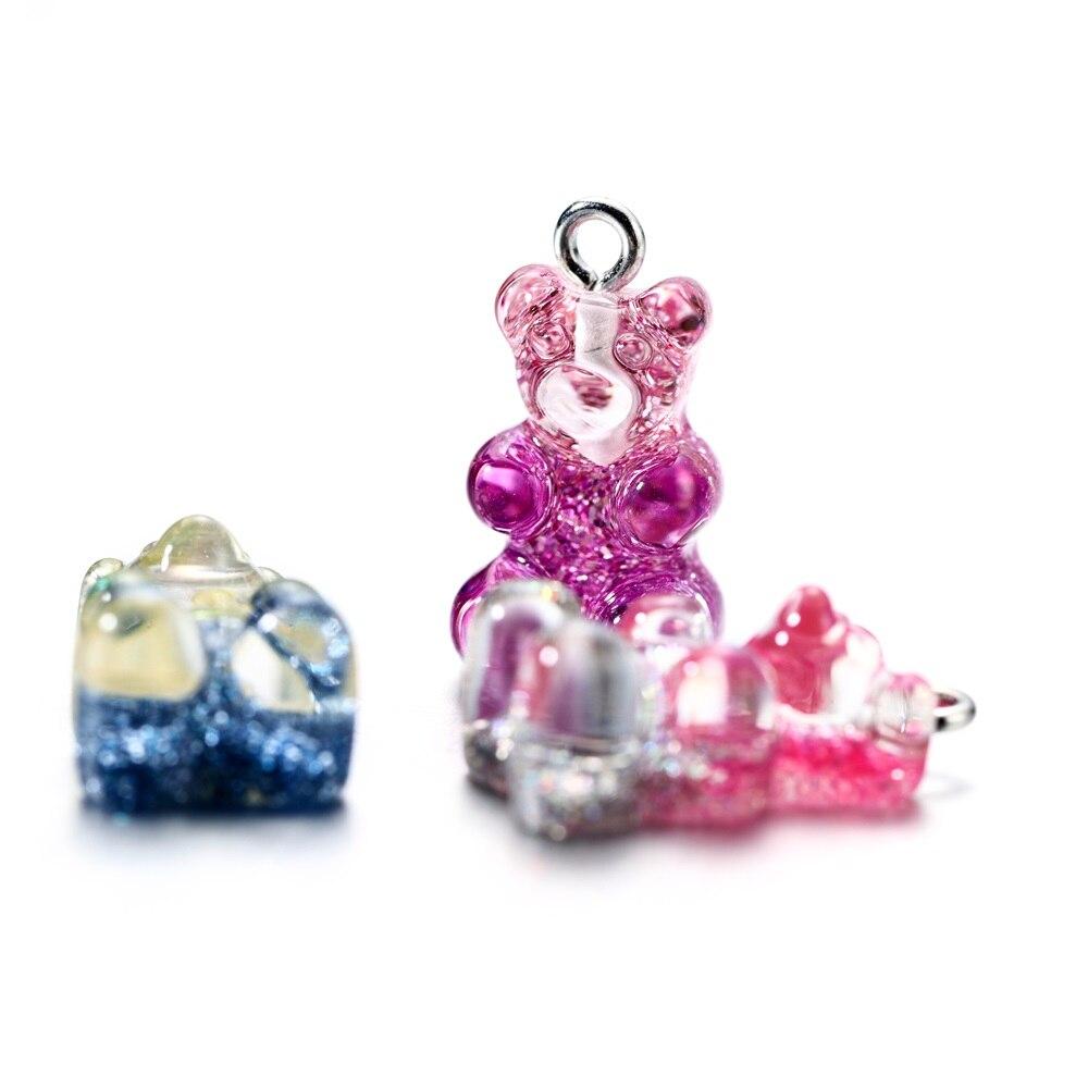 10 bucăți gradient drăguț rășină urs pandantive brelocuri pentru bricolaj colier brățară cercei pandantiv bijuterii descoperiri accesorii