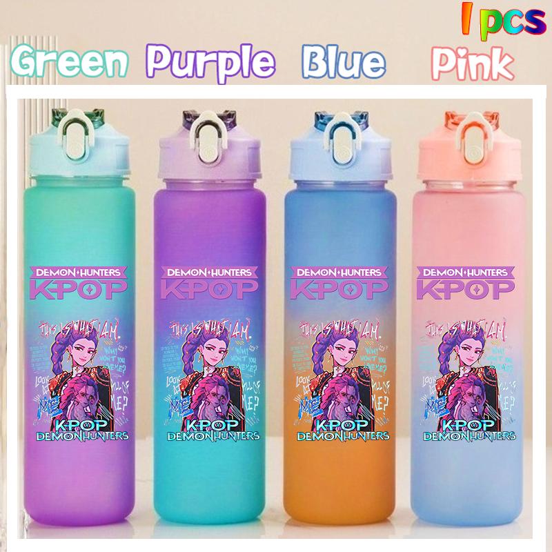 750ML KPop Demon Hunters HUNTR/X Rumi Mira Zoey Jinu Colore Degradé Tazza Acqua Bambino Borraccia con Cannuccia Saja Ragazzi Tigre Regalo