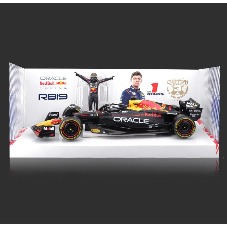 Bburago 1:24 RB19 2023 Model F1 Diecast Car, Bburago Mini Race Car, Zinc Alloy, Finished Product, #1 Max Verstappen