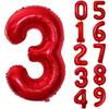 40INCH Red Number Foil Balloons for Birthday Anniversary Party Decor, Large Family Celebration Photo Backdrop Decoration Set