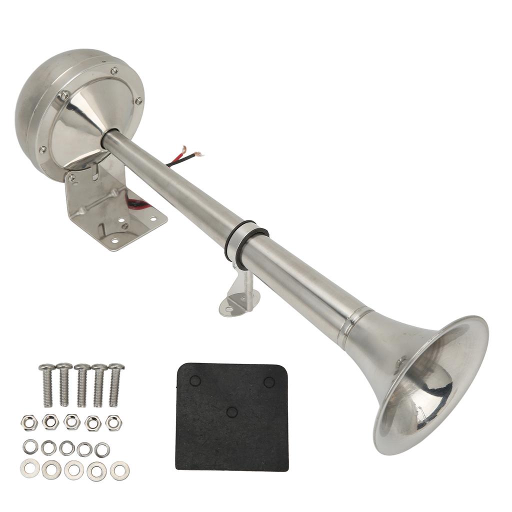Loud Single Trumpet 328DB 12V 30W Stainless Steel Universal Air Horn for Boats RVs Yachts VXH1112MAR‑C