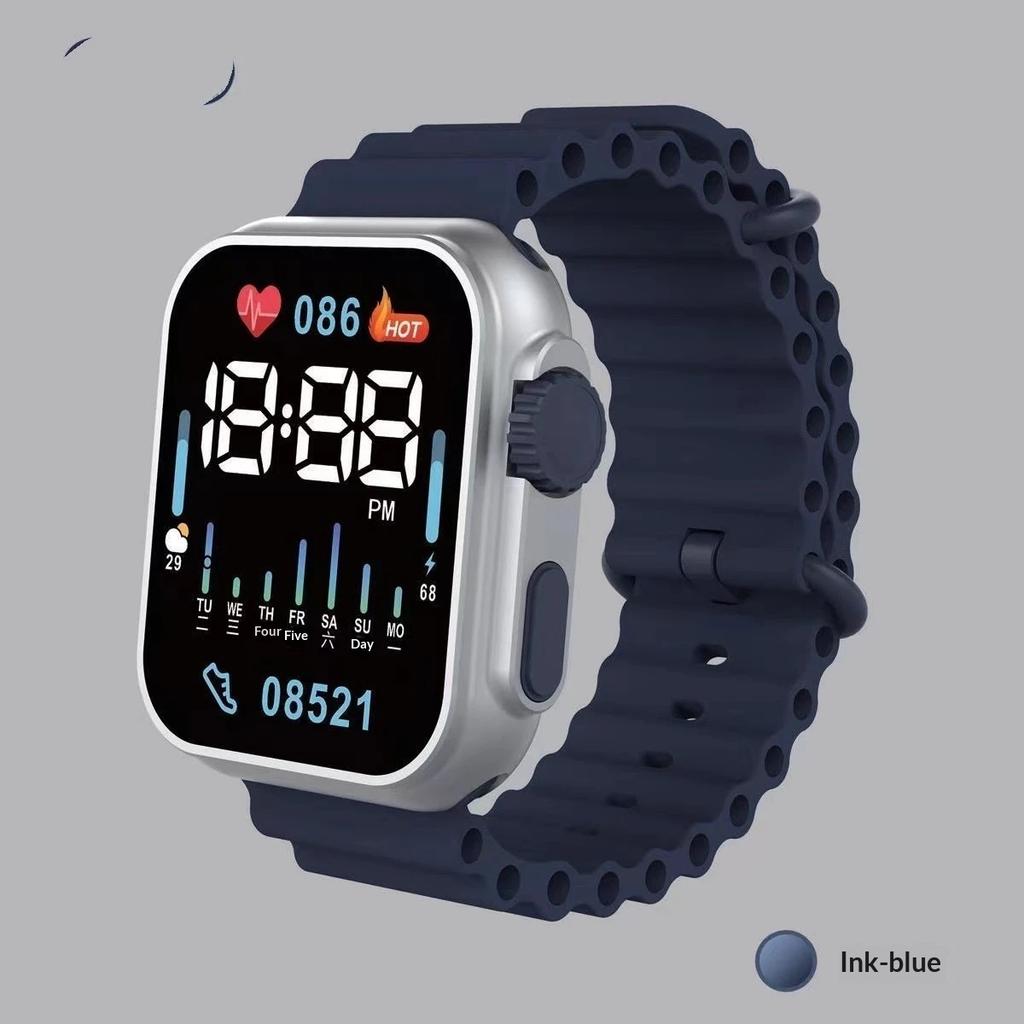 Key white LED electronic watch small square movement bright light personality wind trend electronic watch student couple LED electronic watch