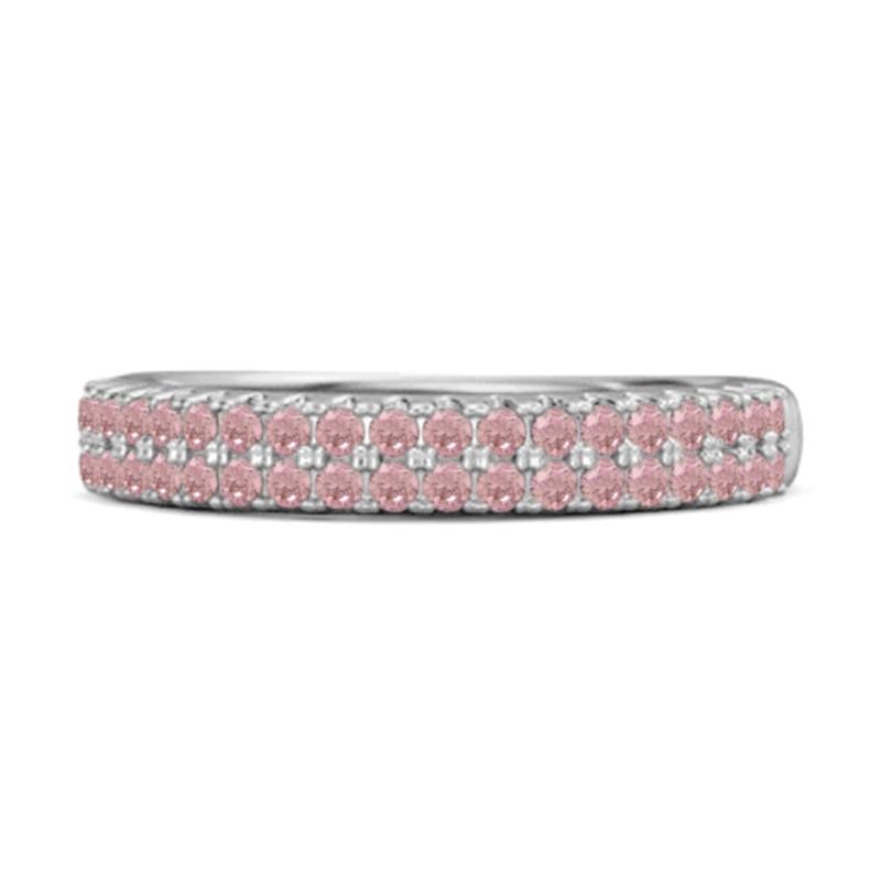 925 Sterling Silver Pink Topaz Eternity Band Women Wedding Ring 6 белого золота