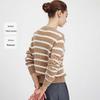 Navigare Women's Striped Crew Neck Knit Cardigan