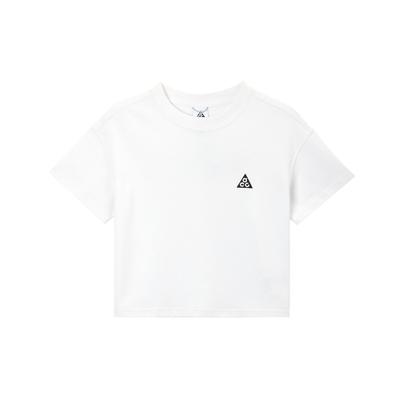 Camiseta feminina com estampa de logotipo, gola redonda, manga curta, tops brancos FD2717-121