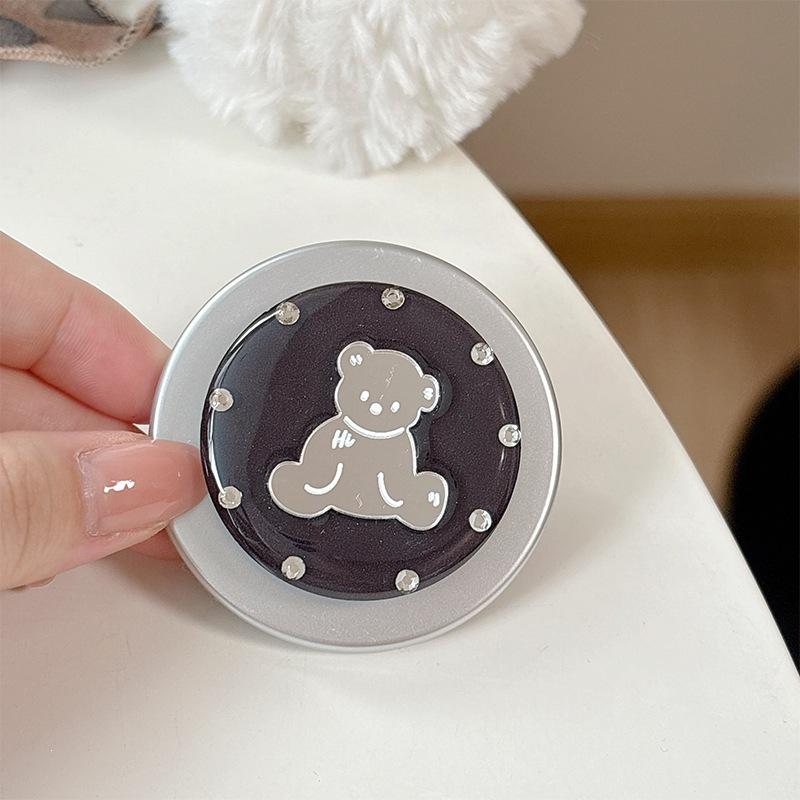 Little Fresh Girl Magnetic Attraction Applies To Magsafe Creative Round Ring Solid Color Round Bear Mirror