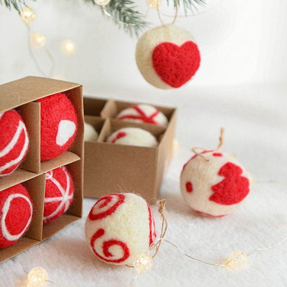 6pcs Hanging Felt Christmas Ball Wool Felt Christmas Pendant Colorful   Xmas Tree
