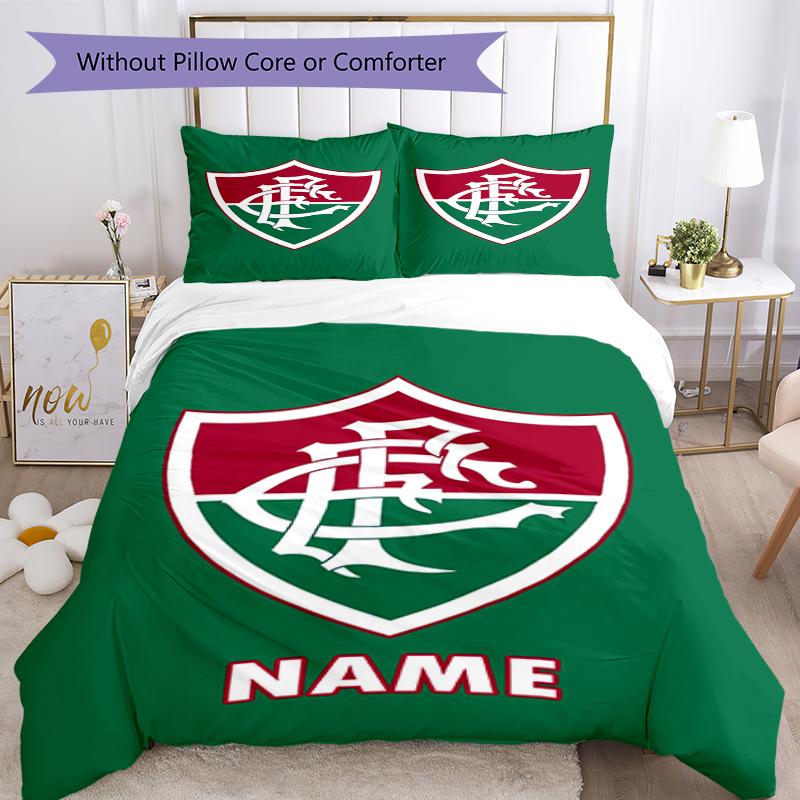 3pcs Custom Name Fluminense FC Bedding Set Duvet Cover Closure Includes 1 Duvet Cover & 2 Pillowcases, Soft and Comfortable for All Seasons.