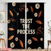2pcs 2D Flat Printing Party Curtains TRUST THE PROCESS 100% Polyester Fabric Without Electricity Festive Wall Decor for Gold