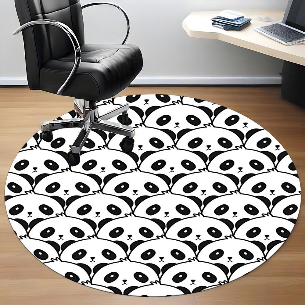 1pc Panda Pattern Office Round Area Rug, Indoor Mat Suitable For Office, Under Office Chairs Bedroom Living Room Home Decor, Room Deco