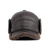 Hat Men's Winter Ear Protectors Neck Protectors Warm Middle-aged Elderly People's Cap Pu Leather Windproof Cold-proof Velvet Baseball Cap