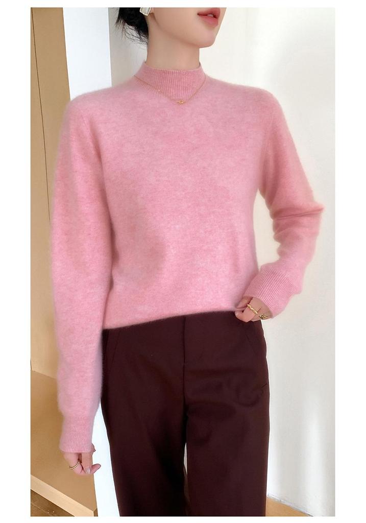Luxury Women's Cashmere Half-High Collar Sweater, Light and Skin-Friendly, Perfect for Autumn and Winter