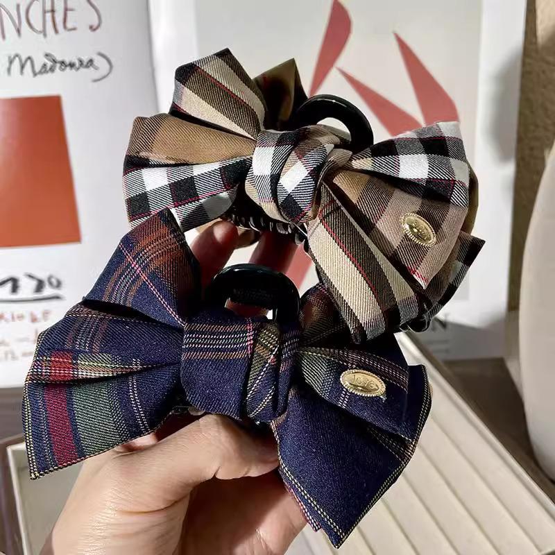 JK Elegant Plaid Bow Lolita Hair Clip - Shark Style