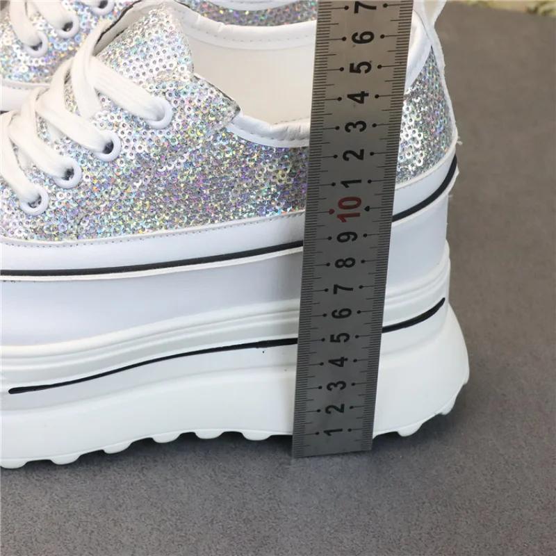 Fashion Genuine Leather Synthetic Platform Wedge Sneakers Chunky Hidden Heel Women Casual Females Spring Autumn  Women Shoes