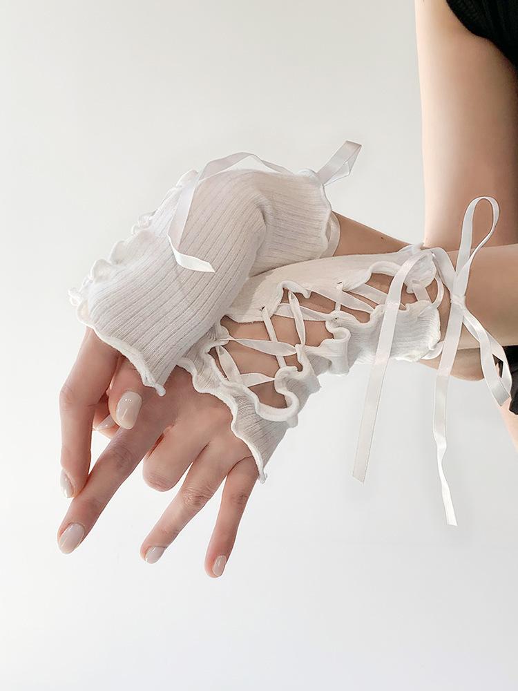 Harajuku Niche Y2k Sleeves Sexy Foreign Style DIY Straps Hand Sleeves Jk Girl Bare Fingers Cos Gloves Thin Summer