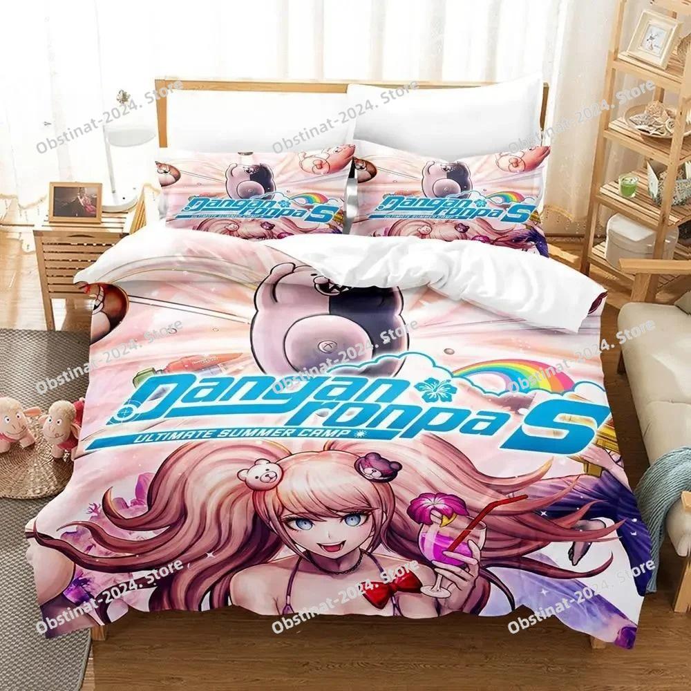 Fashion Anime Danganronpa Bedding Set Printed Bed Set Duvet Cover Sheet Pillowcase Bed Soft Quilt Cover Full Queen King Size