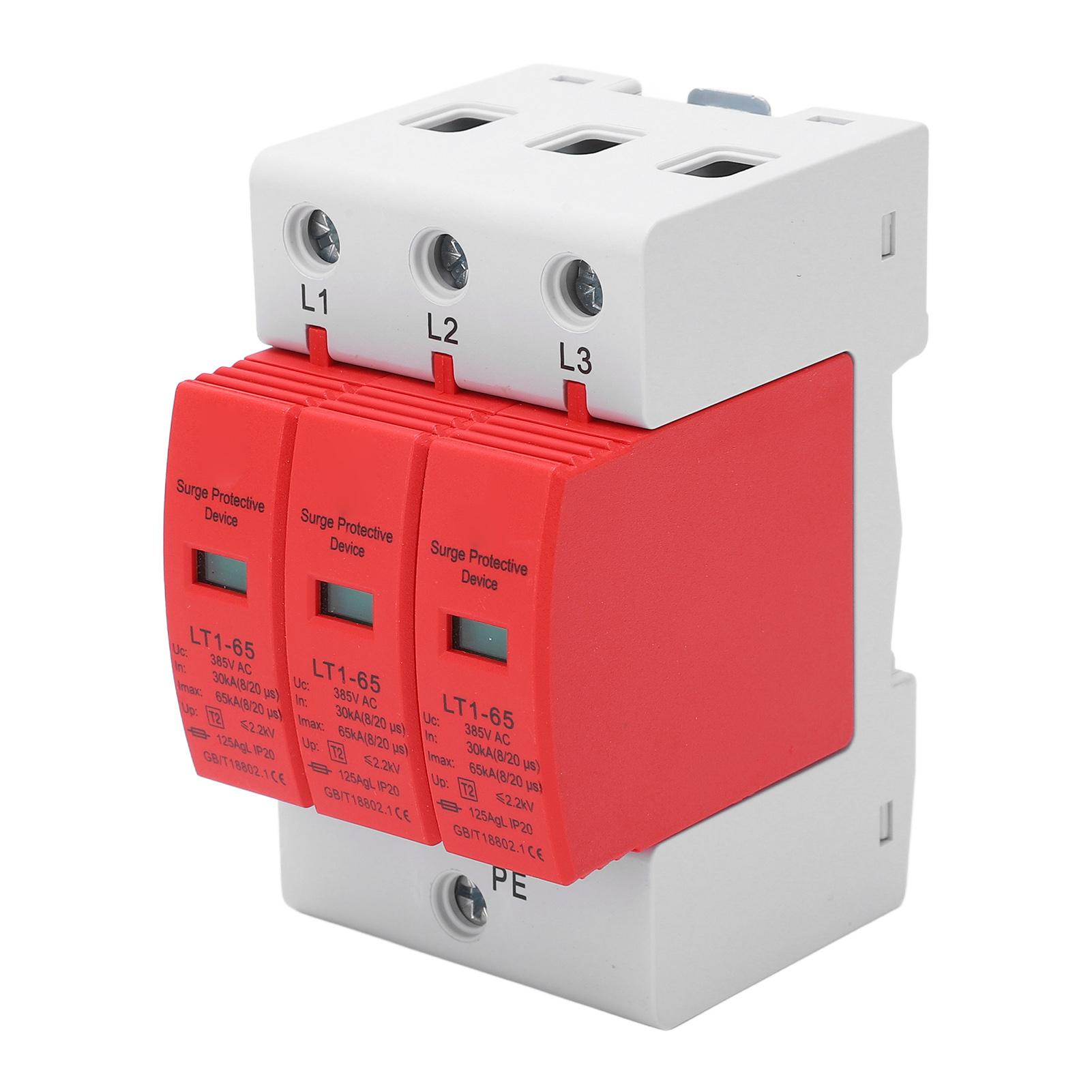

Surge Protective Device 3P Voltage Protection Arrester Protector 385V AC 3065KA for Home
