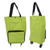 Foldable Shopping Cart with Wheels Multifunctional Fabric Storage Bag Portable Shopping Bag Green