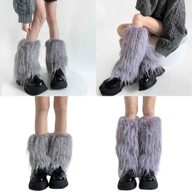 Women's Thick Fuzzy Leg Warmers Soft Plush Boot Covers Toppers for Costume Parties Winter Fashion Accessory Leg Gaiters