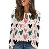 Women's Casual Round Neck Hollow,out Pullover Long Sleeve Valentine's Day Heart Print T,shirt Top