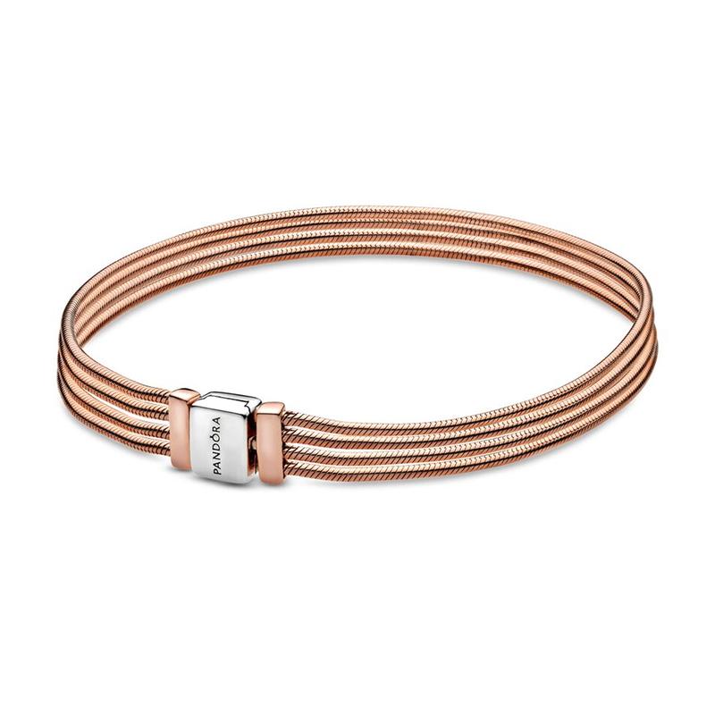 Pandora Reflexions multi-turn snake bracelet for women, rose gold 19cm