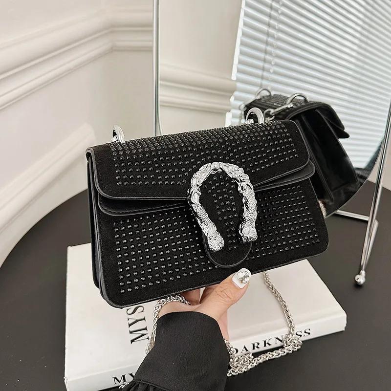 Women's Diamond Shoulder Bag  Crossbody Bag  Zipper Decoration  PU Material  Classic
