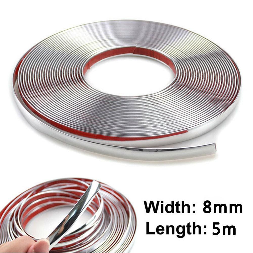 8mm*5m Car decoration strip Chrome Car Styling Moulding Trim Decor Silver