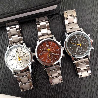 Fashion Mens Quartz Analog Watch Steel Band Casual Business Wristwatches AVE
